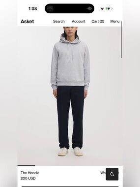 Asket Light Gray Pullover Hoodie